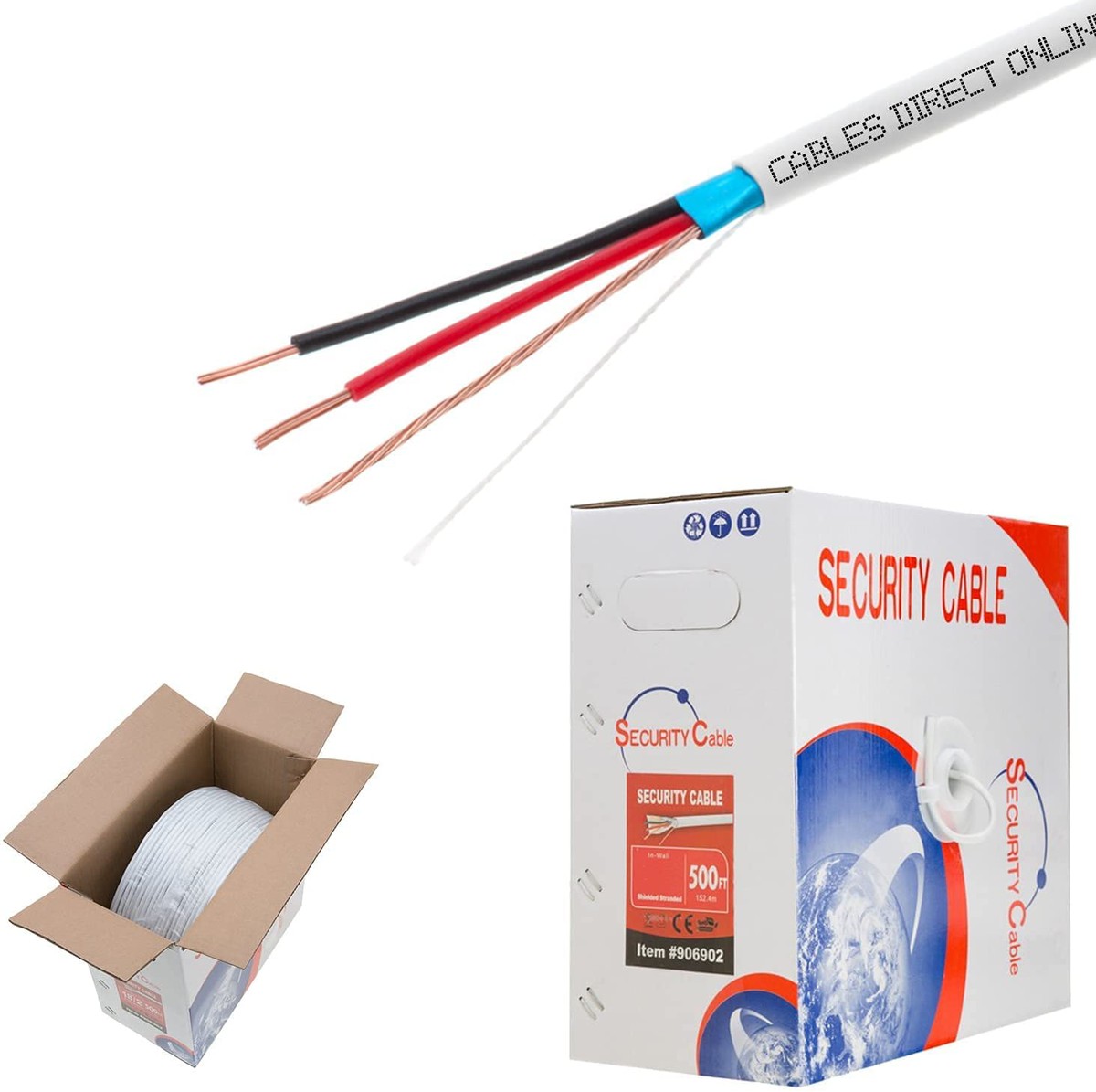 Bulk 22/2 Shieleded (FTP) Solid Conductor Cable 500ft Fire/Security Burglar Station Wire Security (Shielded (FTP), 22/2, Solid, 500ft)