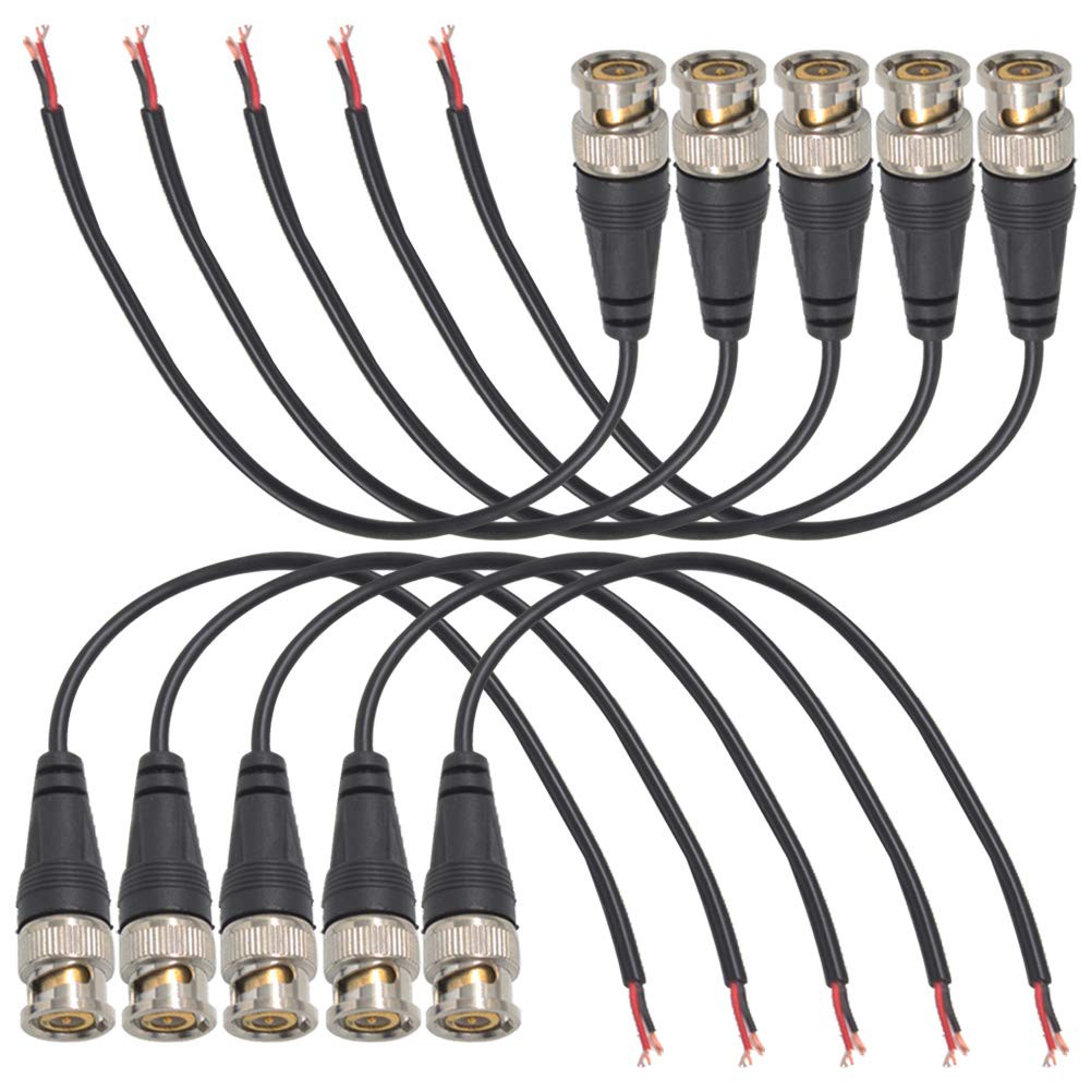 BNKENX BNC Connector Plug Male Tail Line Q9 Connector with 18cm Wire Q9 Terminal Tail Cable BNC Video Cable Monitor Cable Tail Cable for Monitor Camera CCTV Camera etc