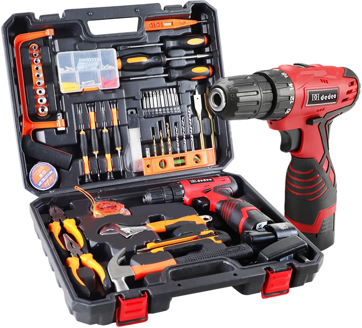 Dedeo Cordless Drill Tool Set, 108Pcs Household Power Tools Set with 16.8V Lithium